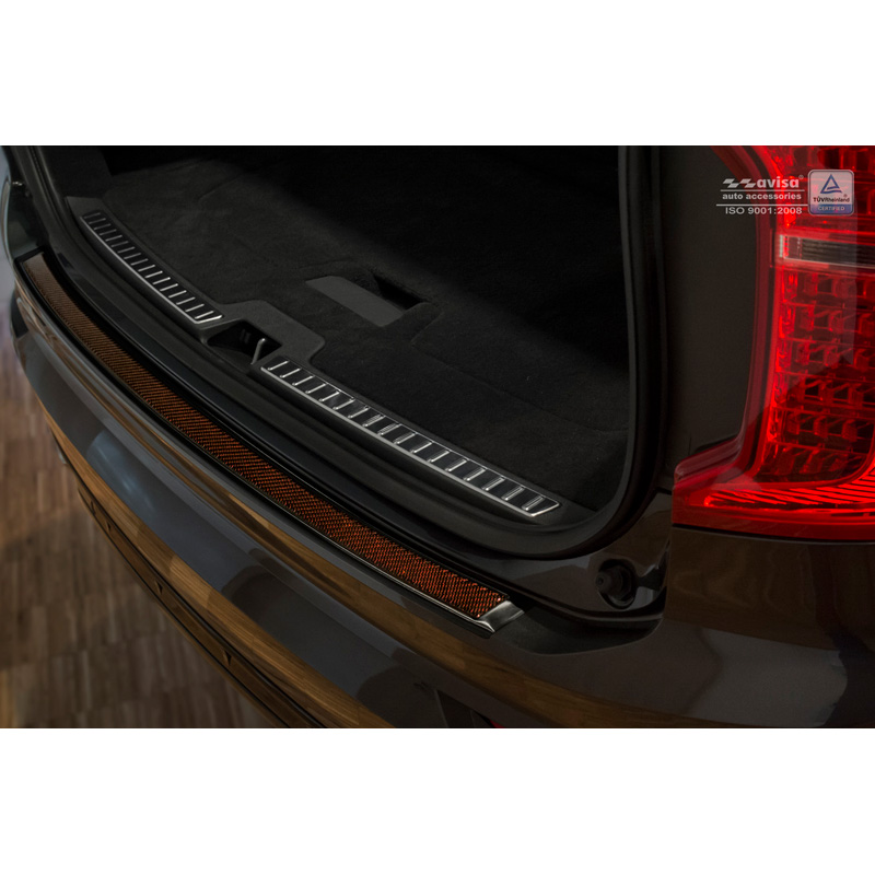 Stainless Steel Rear bumper protector 'Deluxe'  Volvo XC90 2015-2019 & all Facelift models Black/Red-Black Carbon