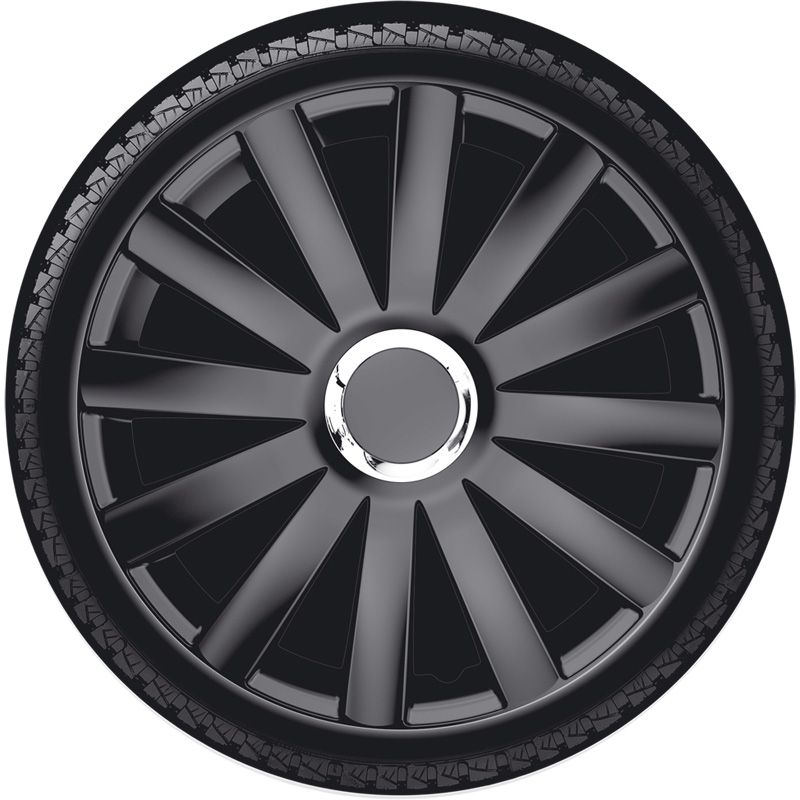 4-Delige Wieldoppenset Spyder 17-inch zwart + chroom ring