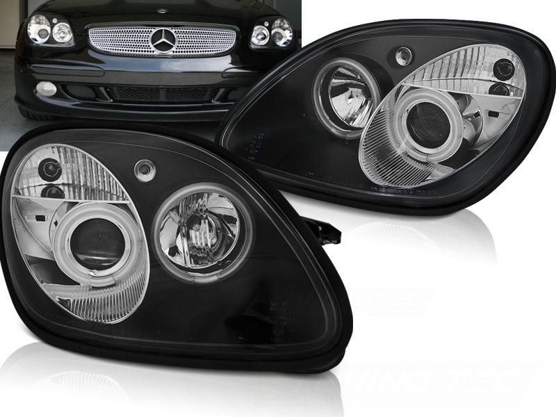 Koplampen Mercedes SLK 96-97 / 00-02 Angel eyes zwart