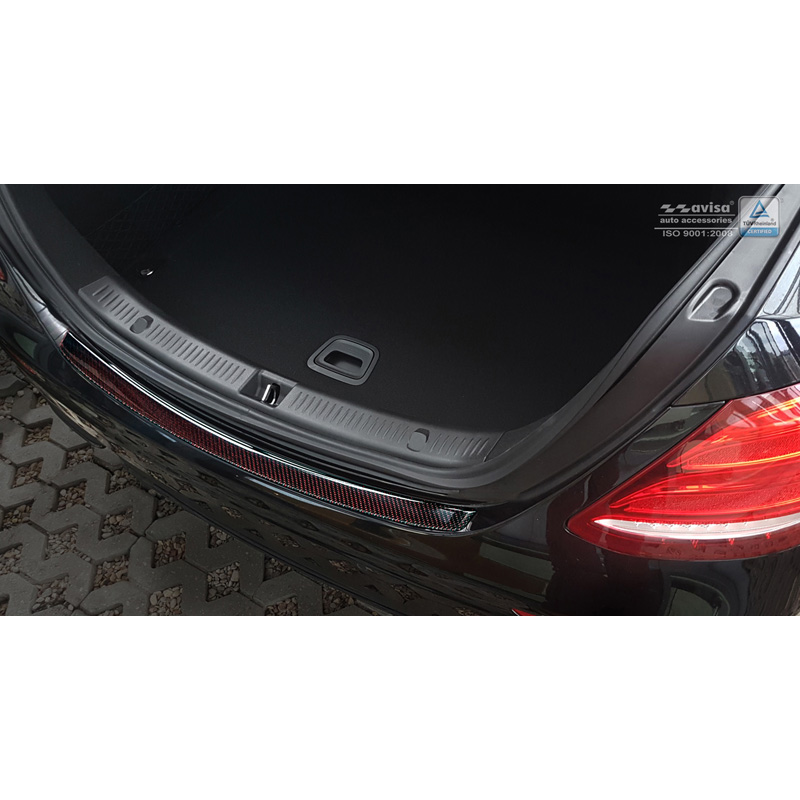 Carbon Achterbumperprotector  Mercedes E-Klasse W213 Sedan 2016-2020 & FL 2020-2023 Rood-Zwart Carbon