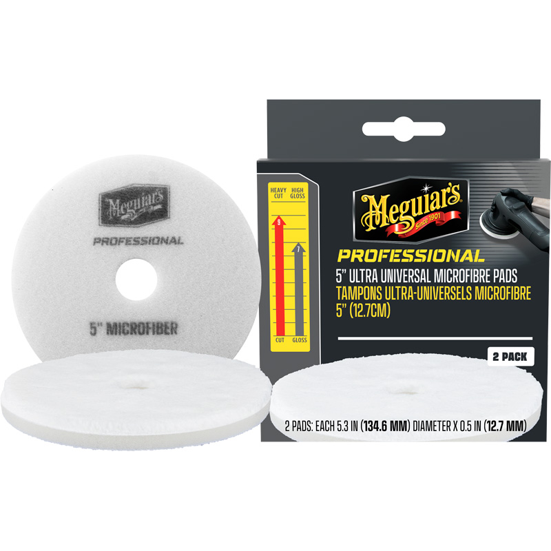 Meguiar's Professional Ultra Universal Microfiber Pads - 5,3'' diameter x 0,5'' (134,6mm x 12,7mm) - wit - set van 2
