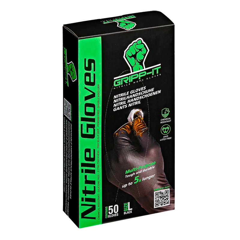 Gripp-It Nitrile Gloves - size L - Black - Dispenserbox of 50 pcs
