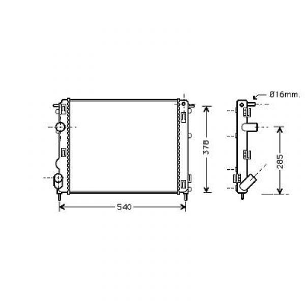 Radiator CLIO/KANGOO 00->> 480x414 1.2 +AC ab 02.00