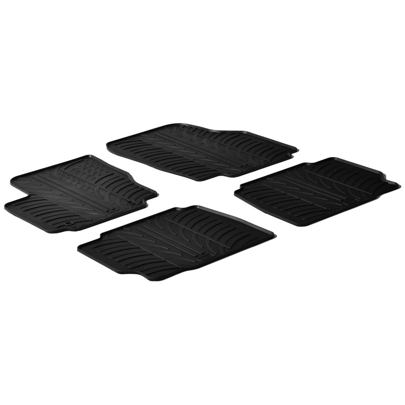 Rubber car mats set  Ford Mondeo 5 doors 2007-2011 (T profile 4-pieces + mounting clips)