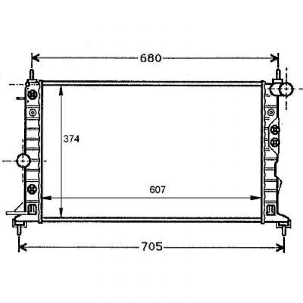 Radiator VECHTRA B 95->> 607x374 1.6-2.0 +/-AC 2.5 -AC