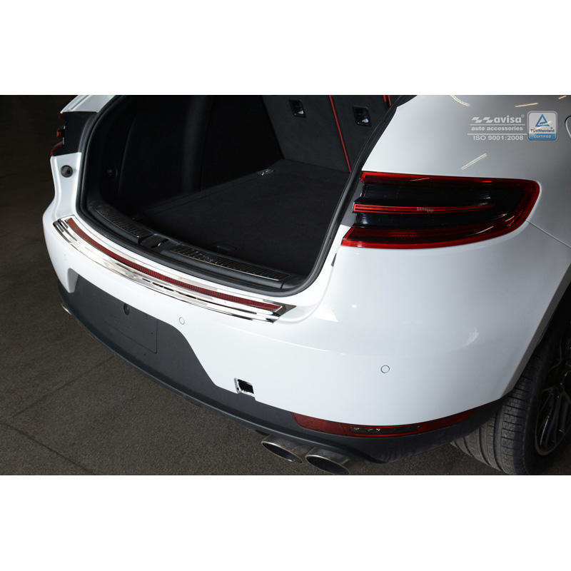 RVS Achterbumperprotector 'Deluxe'  Porsche Macan 2014- Chroom/Rood-Zwart Carbon