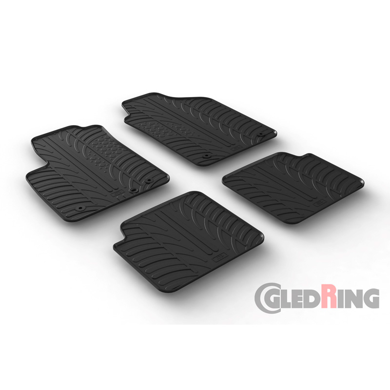 Rubber car mats set  Fiat 500 2013-2019 & 2019- (T profile 4-pieces)