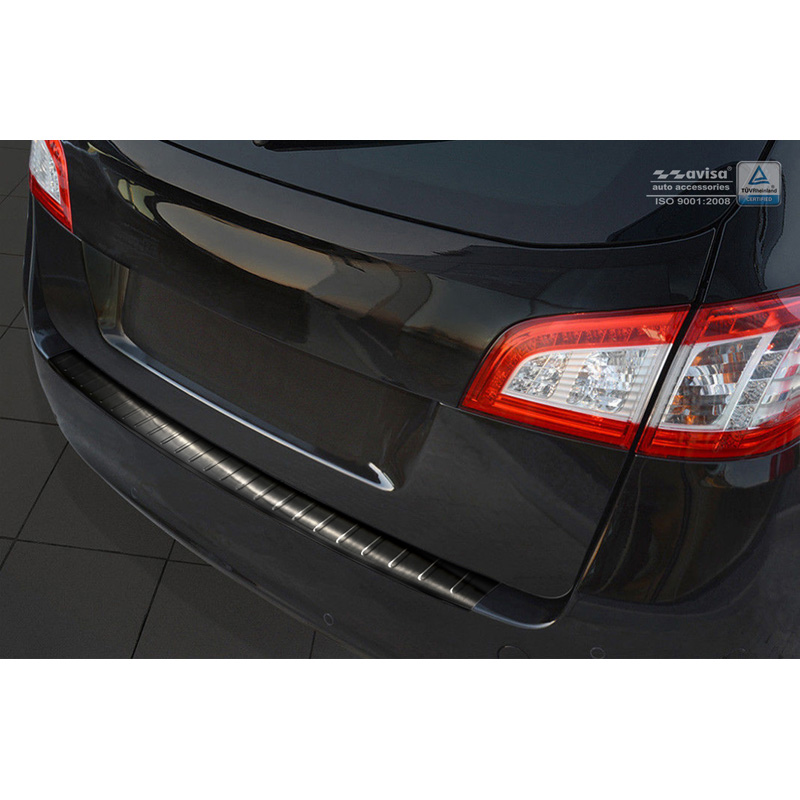 Black Stainless Steel Rear bumper protector  Peugeot 508 SW 2011-2018 'Ribs'