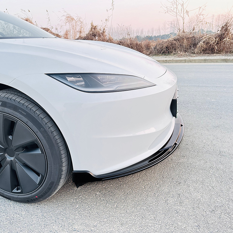 Front spoiler lip  Tesla Model 3 Facelift 2024- (Glossy Black ABS)