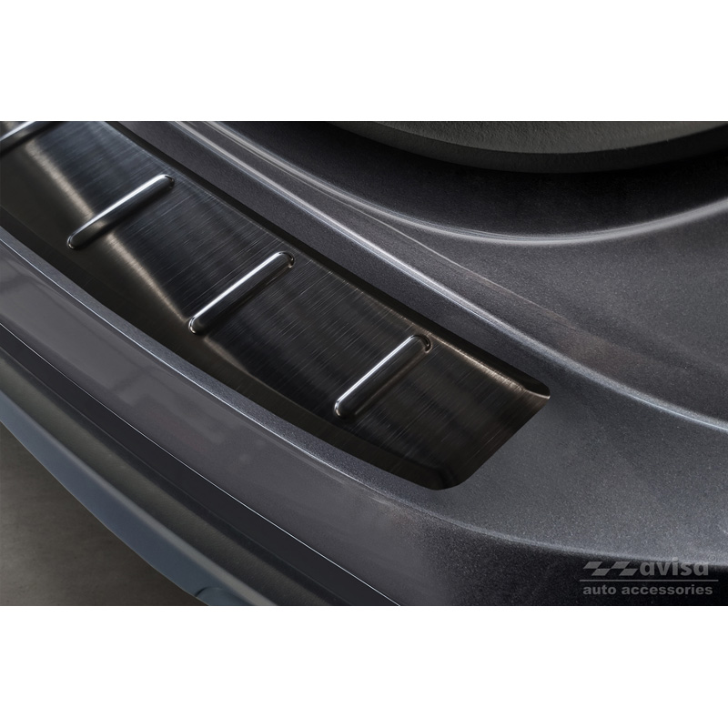 Black Stainless Steel Rear bumper protector  Volkswagen Taigo 2021- 'Ribs'