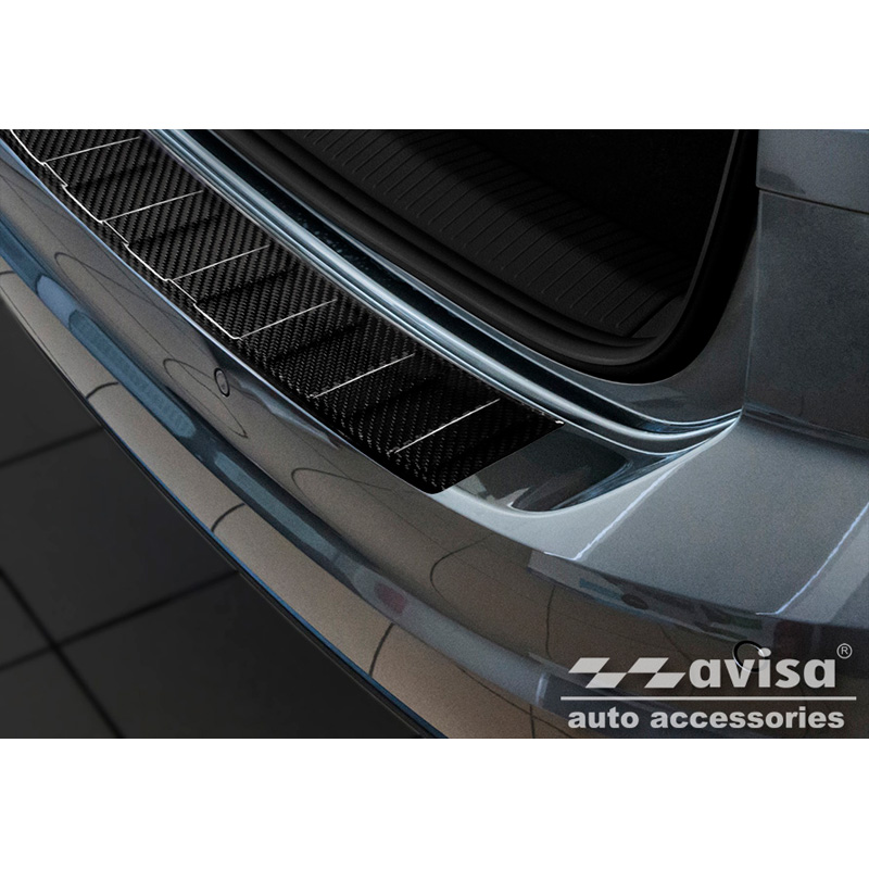 Echt 3D Carbon Achterbumperprotector  Volkswagen Golf Sportsvan 2014-2017 & FL 2017- 'Ribs'