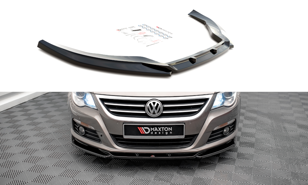 Voorspoiler V.4 VW Passat CC Maxton Glans Zwart