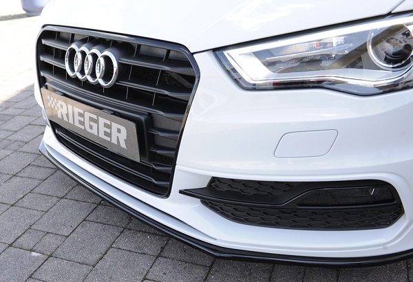 Voorspoiler Audi A3 8V S-line Rieger Zwart Glans