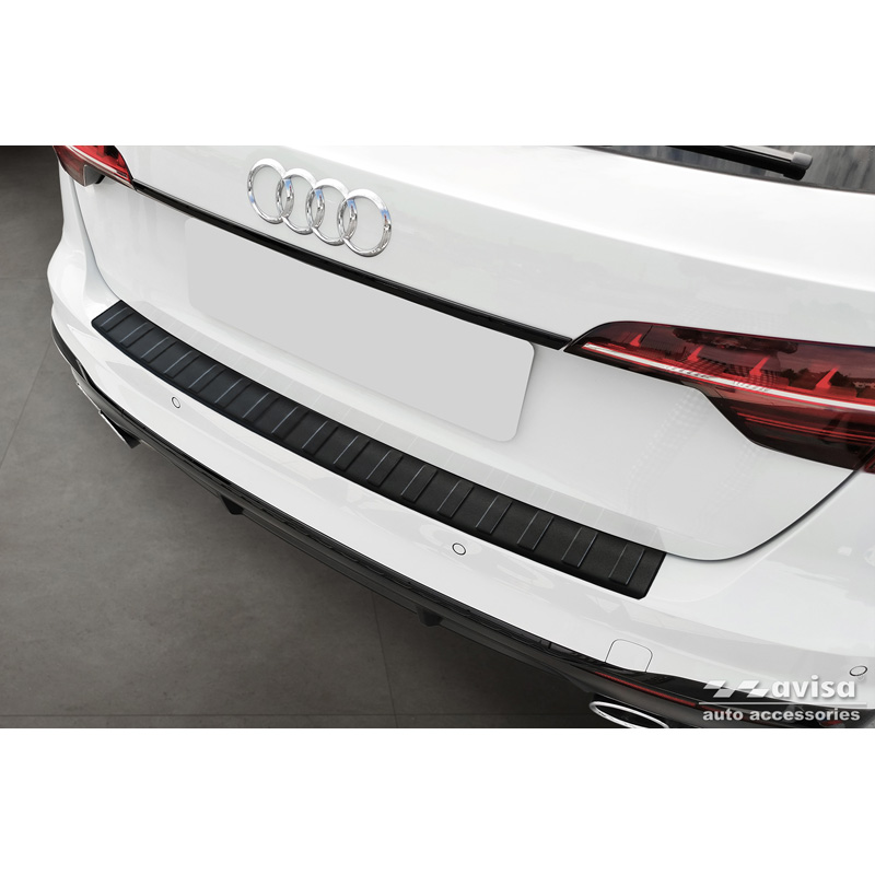 Matt Black Stainless Steel Rear bumper protector  Audi A4 Avant S-Line 2015-2019 & Facelift 2019- 'Ribs'