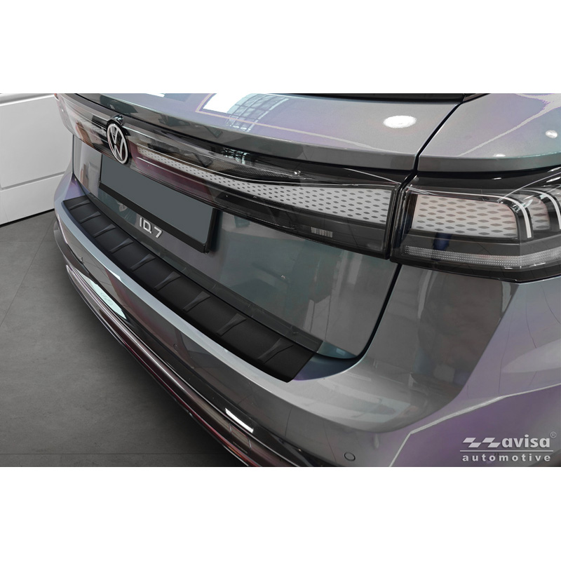 Matt Black Stainless Steel Rear bumper protector  Volkswagen ID.7 Tourer 2024- 'Ribs'
