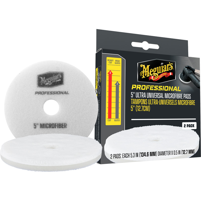Meguiar's Professional Ultra Universal Microfiber Pads - 5,3'' diameter x 0,5'' (134,6mm x 12,7mm) - wit - set van 2