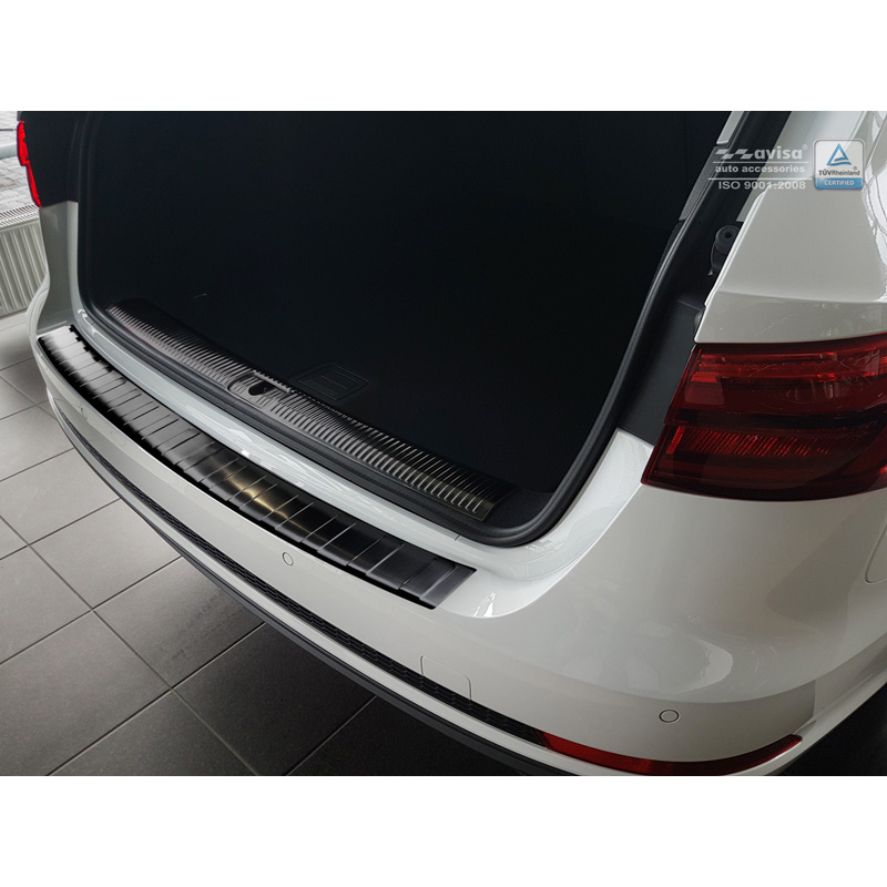 Black Stainless Steel Rear bumper protector  Audi A4 B9 Avant 2015-2019 & Facelift 2019- 'Ribs' (incl. S-Line & S4 Avant)
