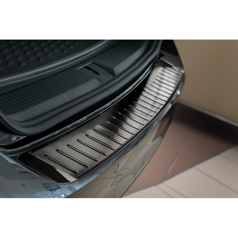 Black Stainless Steel Rear bumper protector  Volkswagen Passat 3G Variant 2014-2023 'Ribs'