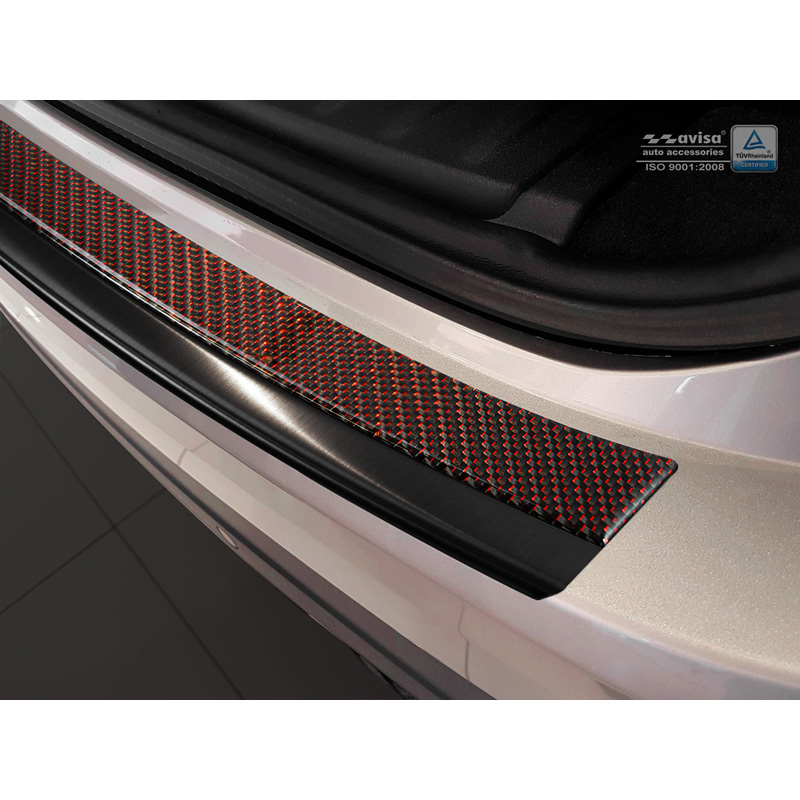 RVS Achterbumperprotector 'Deluxe'  Jaguar F-Pace 2016-2020 & FL 2020- Zwart/Rood-Zwart Carbon