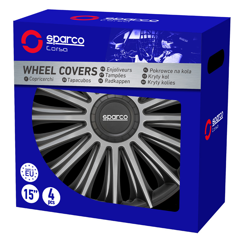 Sparco Wheel Covers Treviso - 13-inch - Black/Silver - Set of 4 pieces