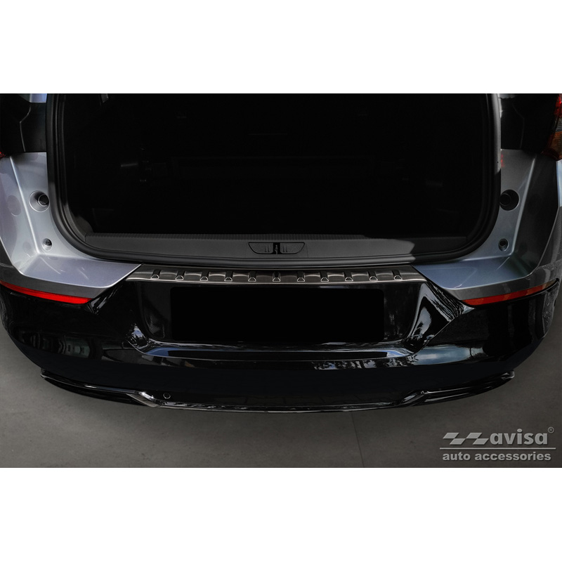 Black Stainless Steel Rear bumper protector  Opel Grandland X Facelift 2021- 'Ribs'