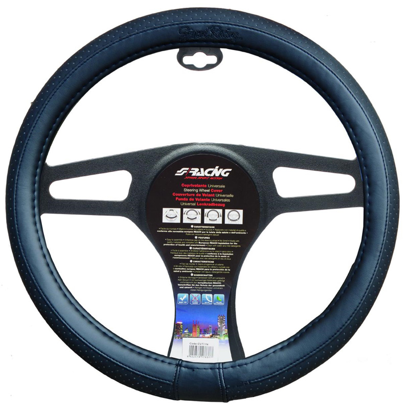 Simoni Racing Stuurwielhoes Total Black Small - Zwart Eco-Leder - 35-37cm
