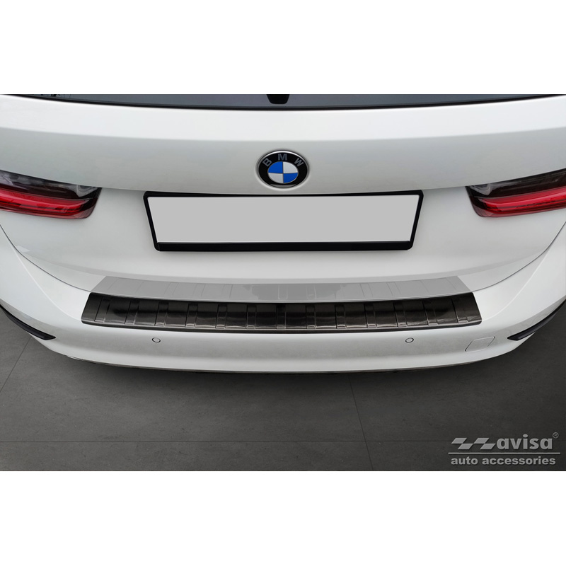 Black Stainless Steel Rear bumper protector  BMW 3-Series G21 Touring 2019-2022 'Ribs'