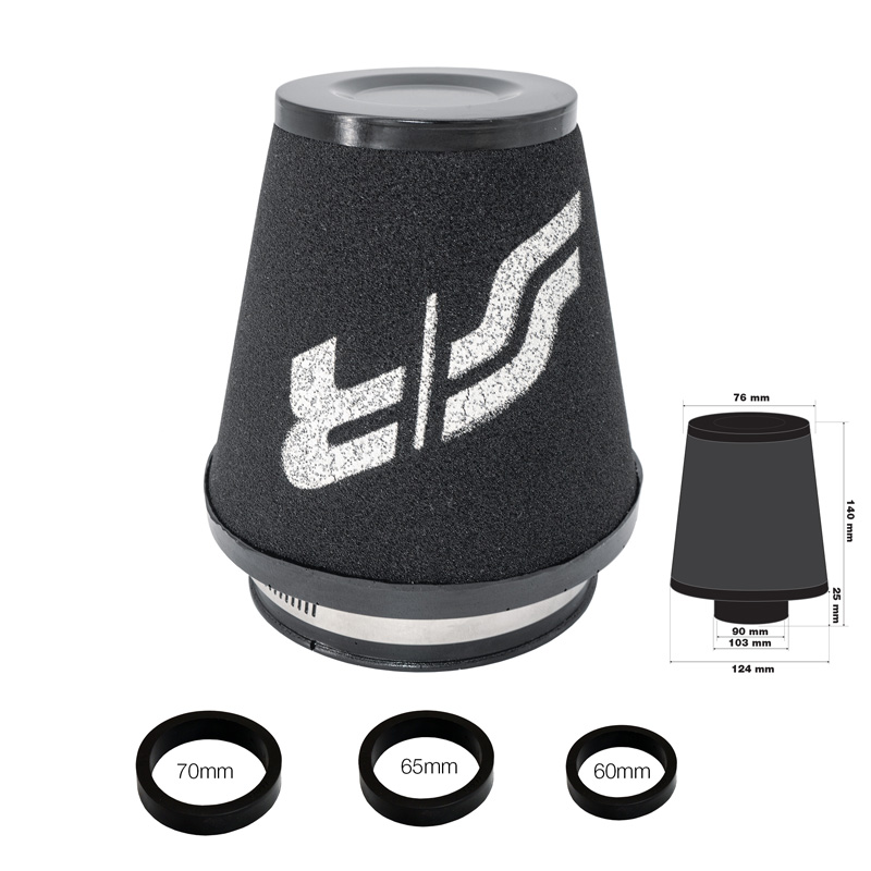 Simoni Racing Foam Air Filter Universal - 124/76mm - Black - incl. 3 adapter rings