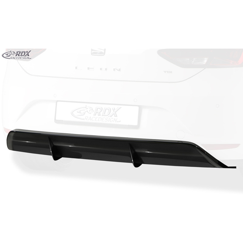 Rear bumper skirt 'Diffusor'  Seat Leon 5F SC/5-doors 2013-2017 excl. ST/FR/Cupra (ABS glossy black)