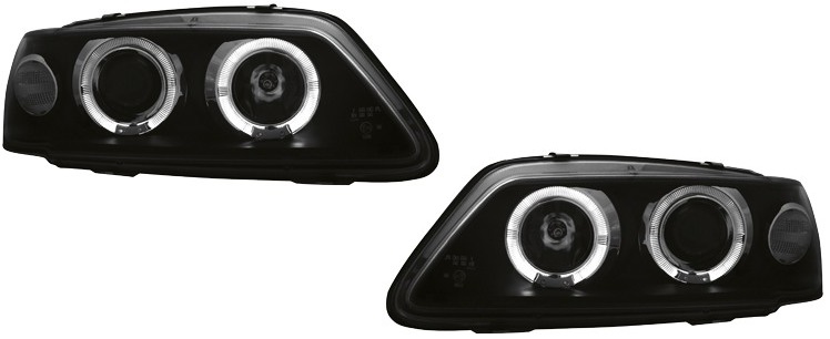 Koplampen Peugeot 306 93-97 Angel Eyes zwart