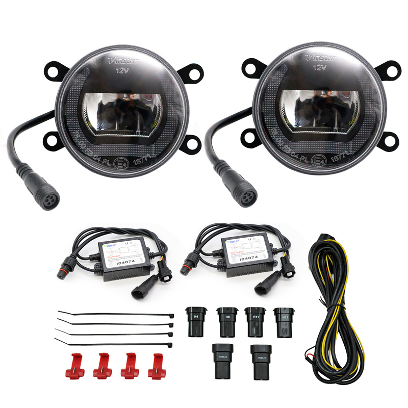 Set semi-universele LED mistlampen + DRL 'U-Shape' dagrijverlichting - Diameter 90mm - ECE-R19/R87 E-keur