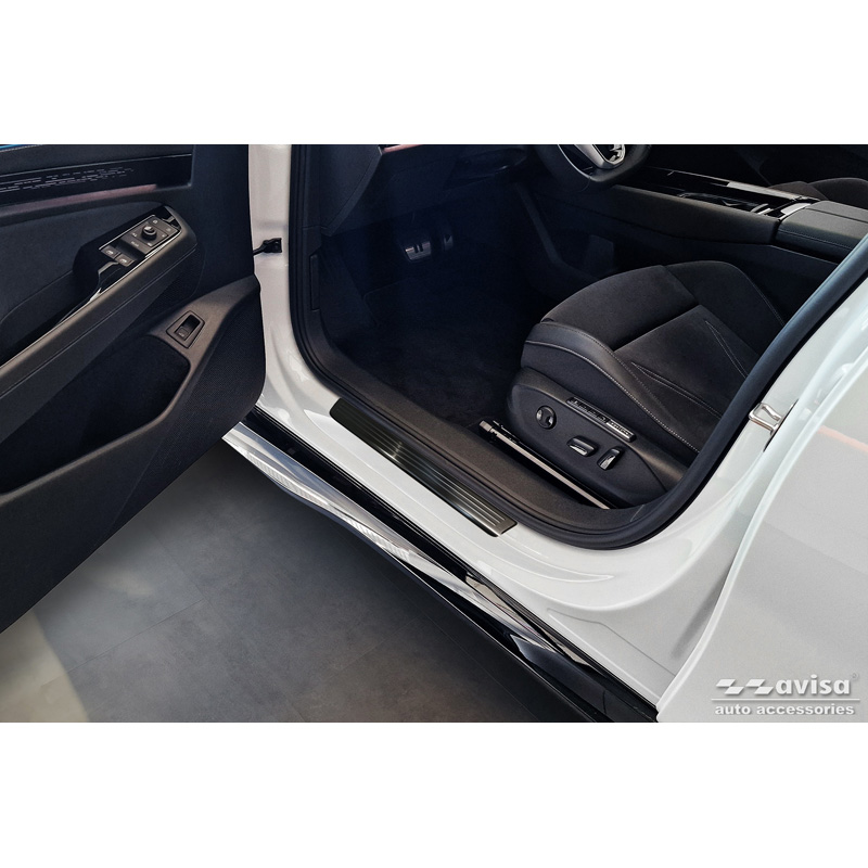 Black Inox door sill protectors  Volkswagen ID.7 2023- & ID.7 Tourer 2024- - 'Lines' - 4-pieces