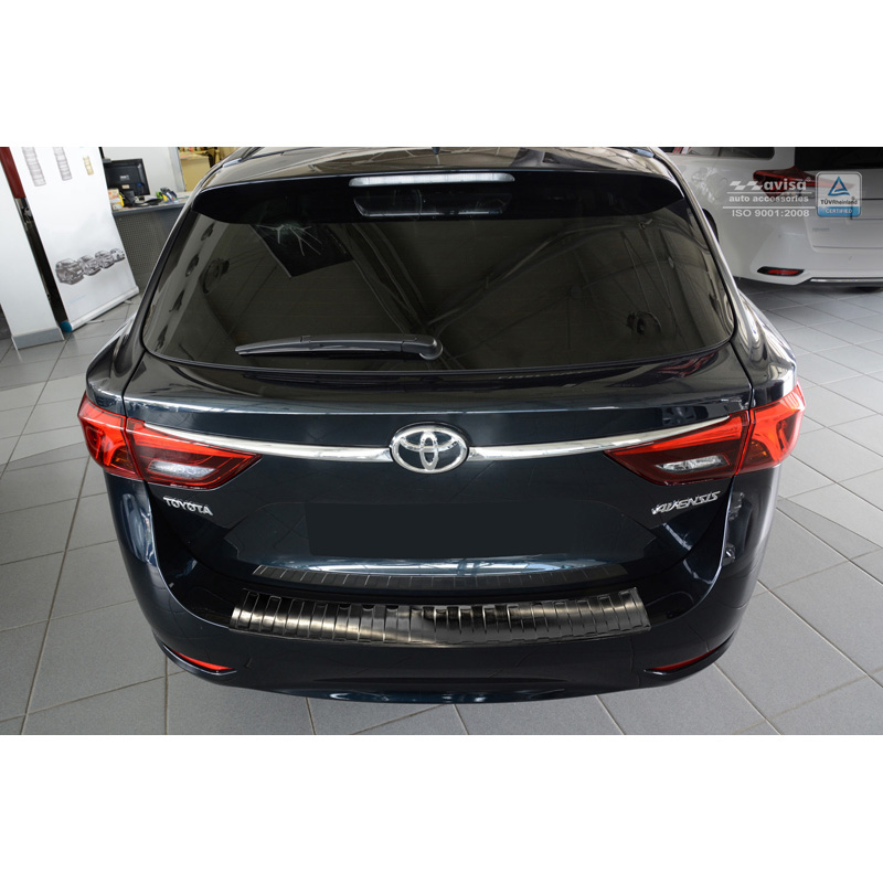 Black Stainless Steel Rear bumper protector  Toyota Avensis III Facelift 2015- 'Ribs'