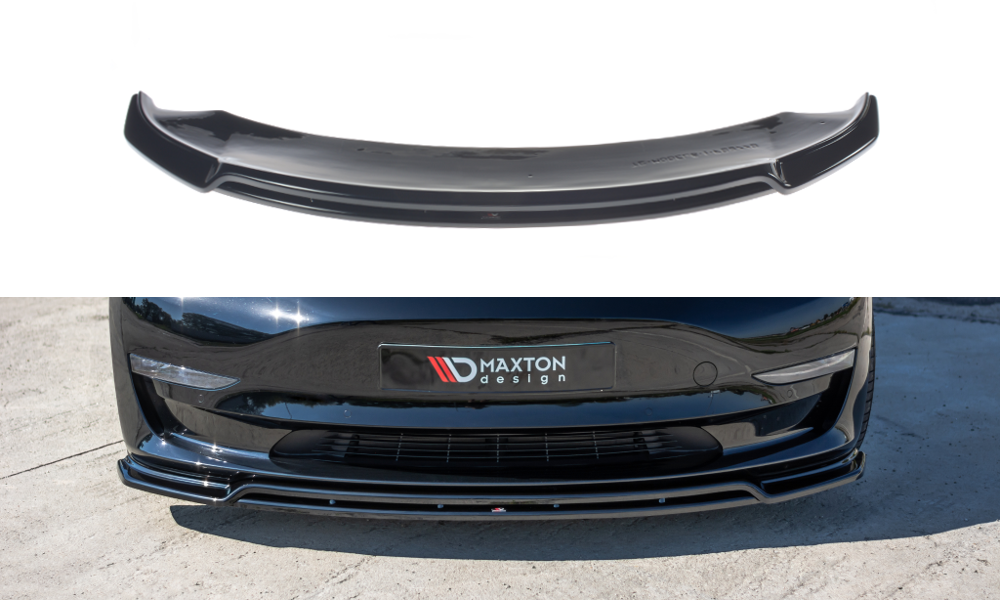 Voorspoiler V.2 Tesla Model 3 Glans Zwart