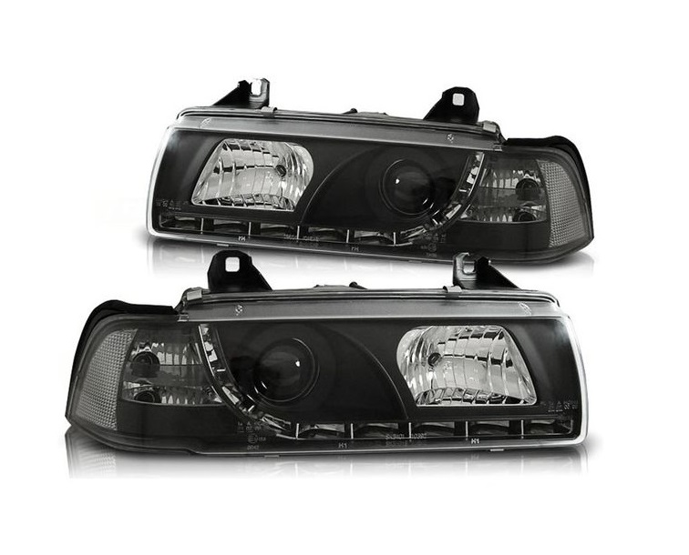 Headlights BMW E36 Coupe/Cabrio 92-98 Devil Eyes Dlite LED Black