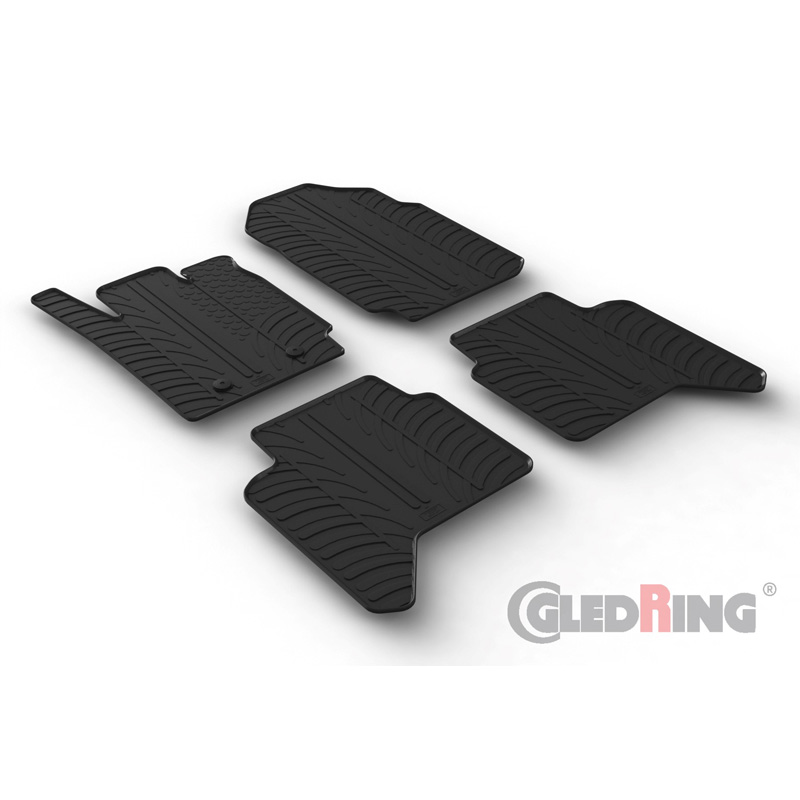 Rubber car mats set  Ford Ranger (TKE) Double Cab 2013-2022 (automatic) & Raptor 2019-2022 (T profile 4-pieces + mounting clips)