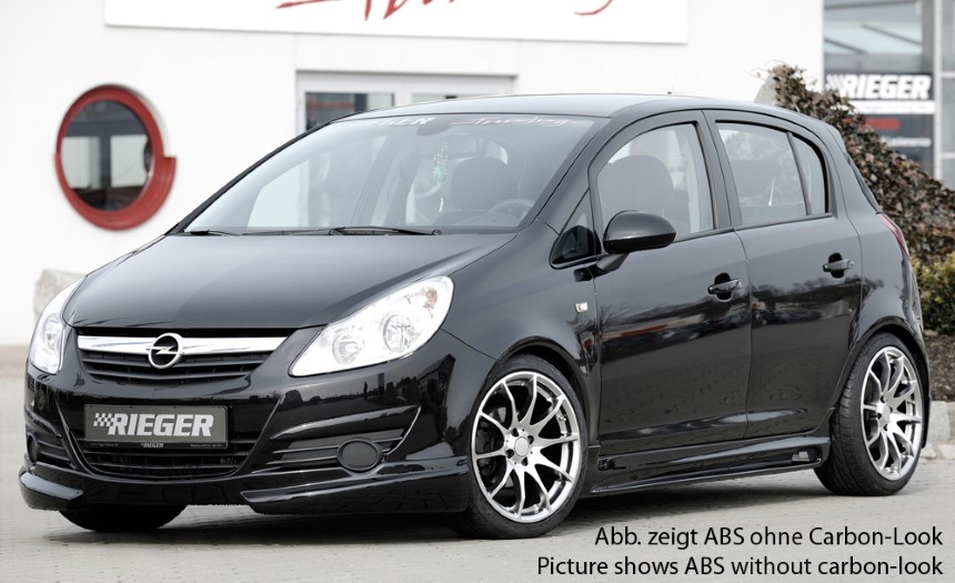 Zijskirts Opel Corsa D Rieger carbon-look met opening