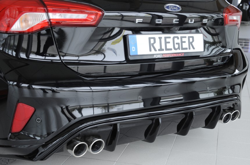 Diffuser Ford Focus 4 ST/ST-Line dubbele uitlaat links + rechts Rieger glans zwart