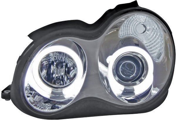 Koplampen Mercedes W203 angel eyes zwart 00-04