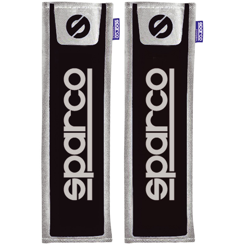 Sparco Gordelhoezen - Zwart/Grijs + Logo - 2 stuks