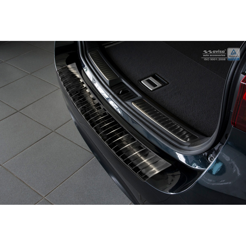 Black Stainless Steel Rear bumper protector  Toyota Avensis III Facelift 2015- 'Ribs'