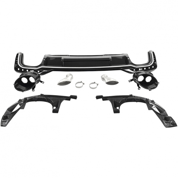 Achterbumper Diffusor Audi A4 B9 19- Glans Zwart RS Look S-Line