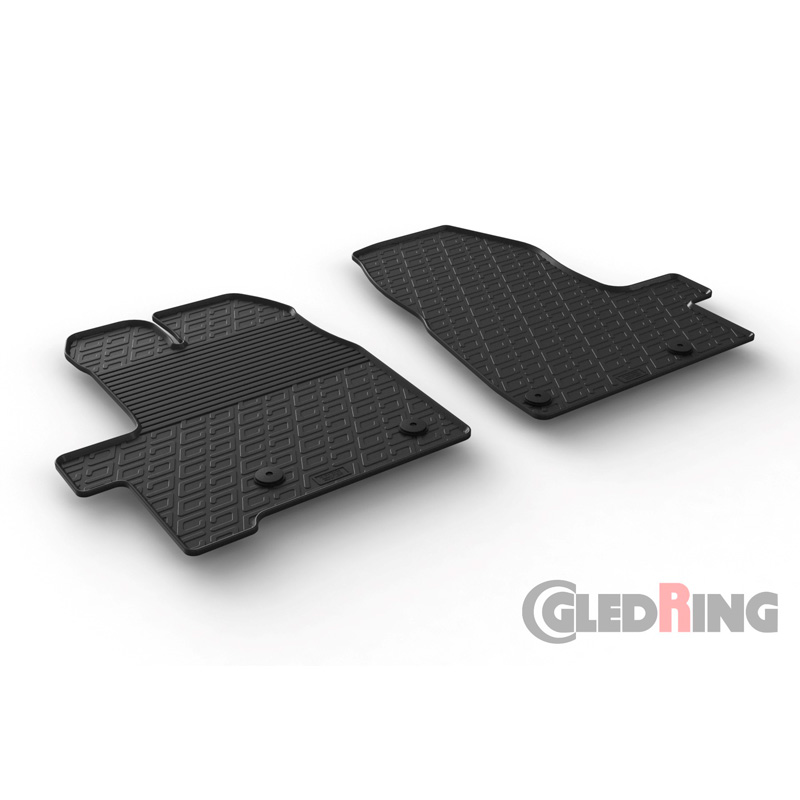 Rubber car mats set  Ford Tourneo Custom 9/2012- & FL 2018- (Manual gear) (G profile 2-pieces + mounting clips)