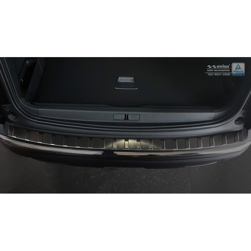 Black Stainless Steel Rear bumper protector  Peugeot 3008 II 2016- 'Ribs'