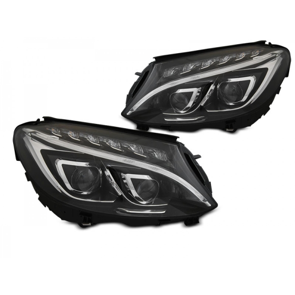 Headlights Mercedes C-Class W205 Full LED Tube Black