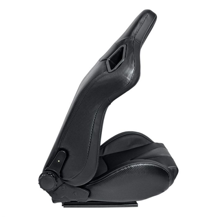 Sport seat 'RK' - Black Synthetic leather + SIlver stitching - Dual-side reclinable back-rest - incl. slides