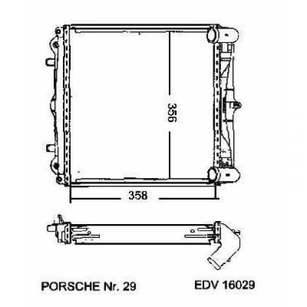 Radiator BOXSTER 96->> 336x358x34 2.5I +/-AC rechts