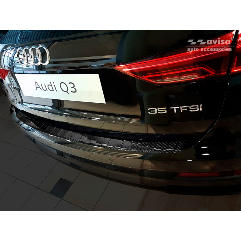 Real 3D Carbon Rear bumper protector  Audi Q3 II 2019- incl. S-Line 'Ribs'