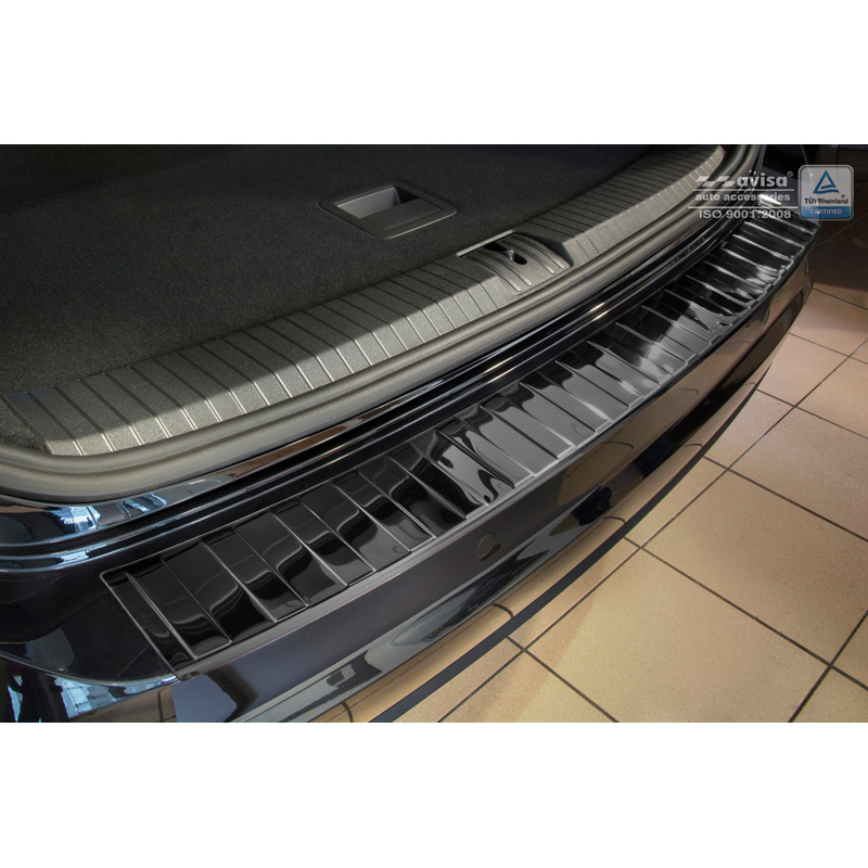 Black Mirror Stainless Steel Rear bumper protector  Volkswagen Touran III 2015- incl. R-Line 'Ribs'