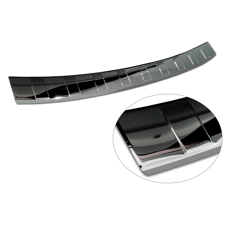 Black-Chrome Stainless Steel Rear bumper protector  Volvo V60 II / V60 II Cross Country 2018- & V60 II Plug- In Hybrid / R-Design 2019- 'Ribs'